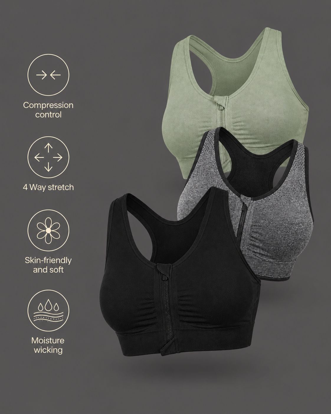 Velcy™ Front-Zip Mastectomy Comfort Bra