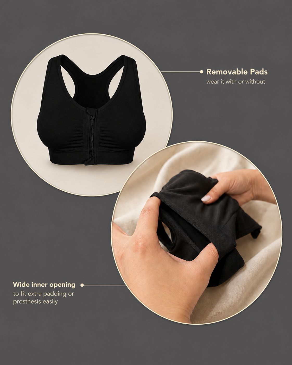 Velcy™ Front-Zip Mastectomy Comfort Bra